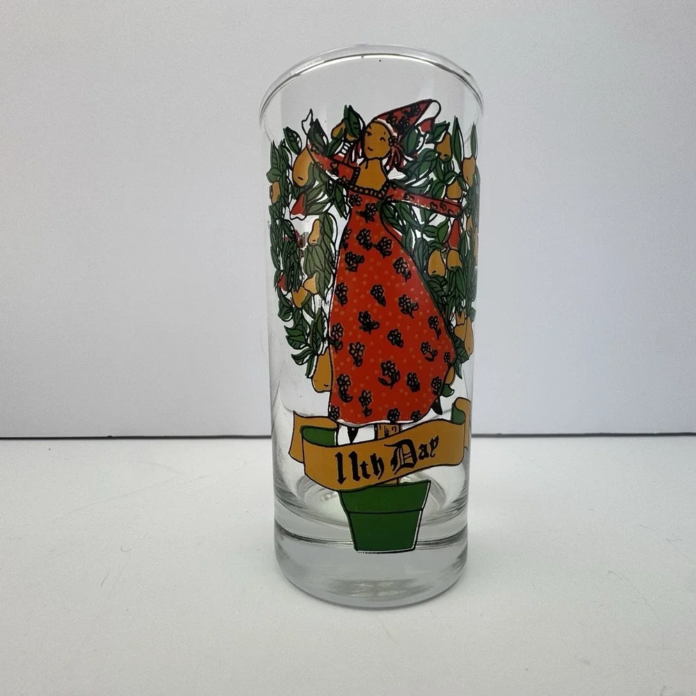VTG Indiana Glass 12 DAYS OF CHRISTMAS GLASS 11th Eleven Ladies Dancing‎ 12oz